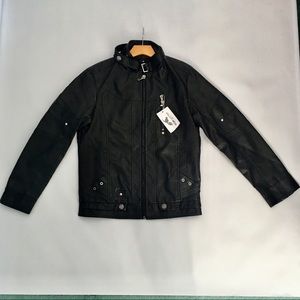 NWT- VEGAN BLACK LEATHER JACKET
